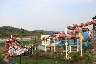 Amusement Park Fiberglass Adult Water Slide With Galvanized Carbon Steel Frame