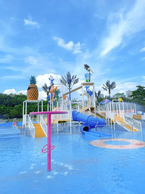 Studium wykonalności parku wodnego ze słoniem: Aqua Playground dla dzieci, sprzęt do gier wodnych, pluskanie się w wodzie