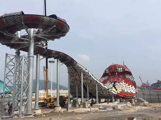 King Cobra Fiberglass Water Slide with 16.4m Platform Height, 480-Person Capacity, and Hot-Dip Galvanized Steel Structure