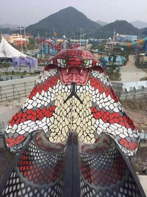King Cobra Fiberglass Water Slide with 16.4m Platform Height, 480-Person Capacity, and Hot-Dip Galvanized Steel Structure
